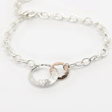 Martina Hamilton 1 Silver + 1 Rose Gold Charm Shell | Sterling Silver and Solid Gold Bracelet