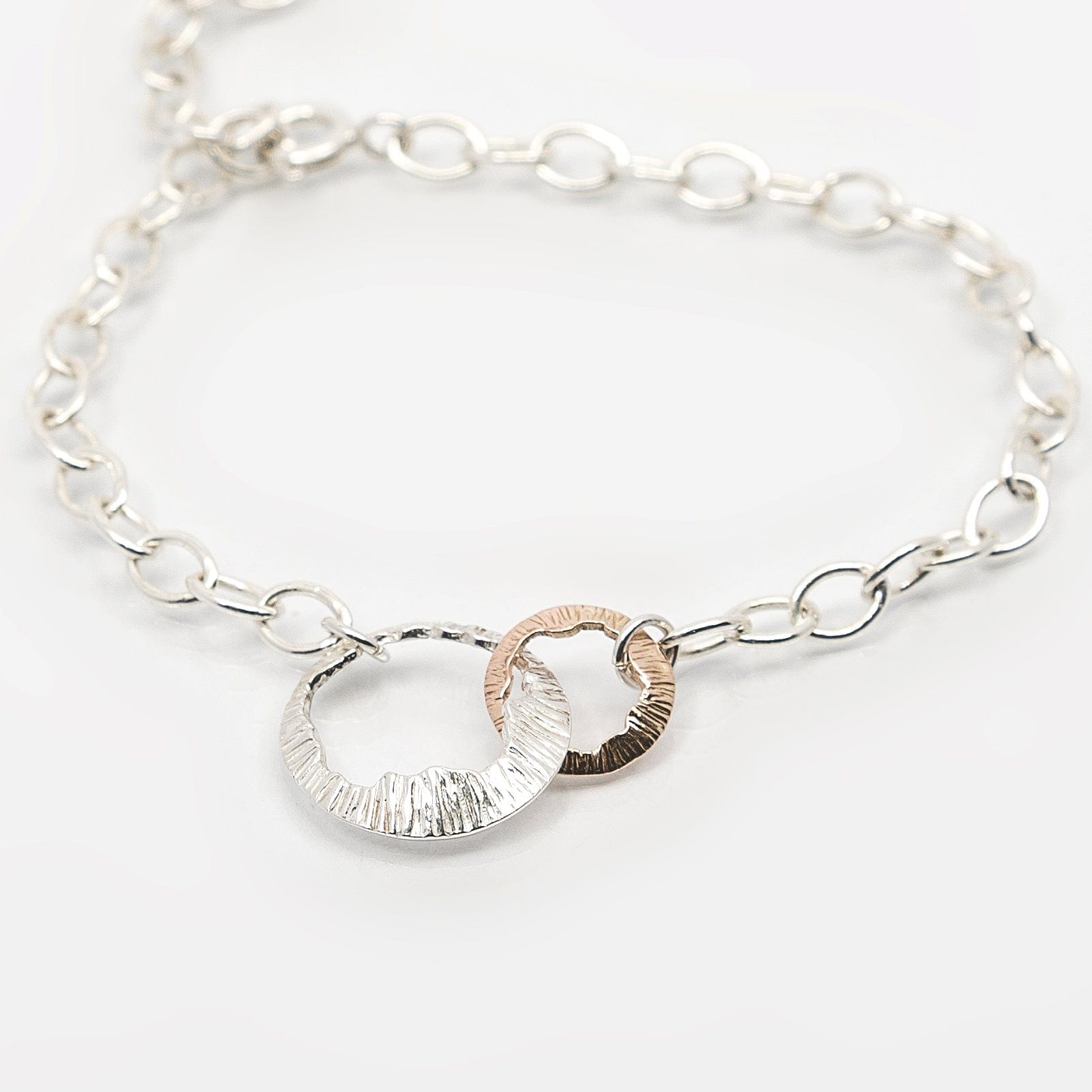 Martina Hamilton 1 Silver + 1 Rose Gold Charm Shell | Sterling Silver and Solid Gold Bracelet