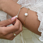 Martina Hamilton Leaf | 9ct Solid Gold and Pearl Bracelet