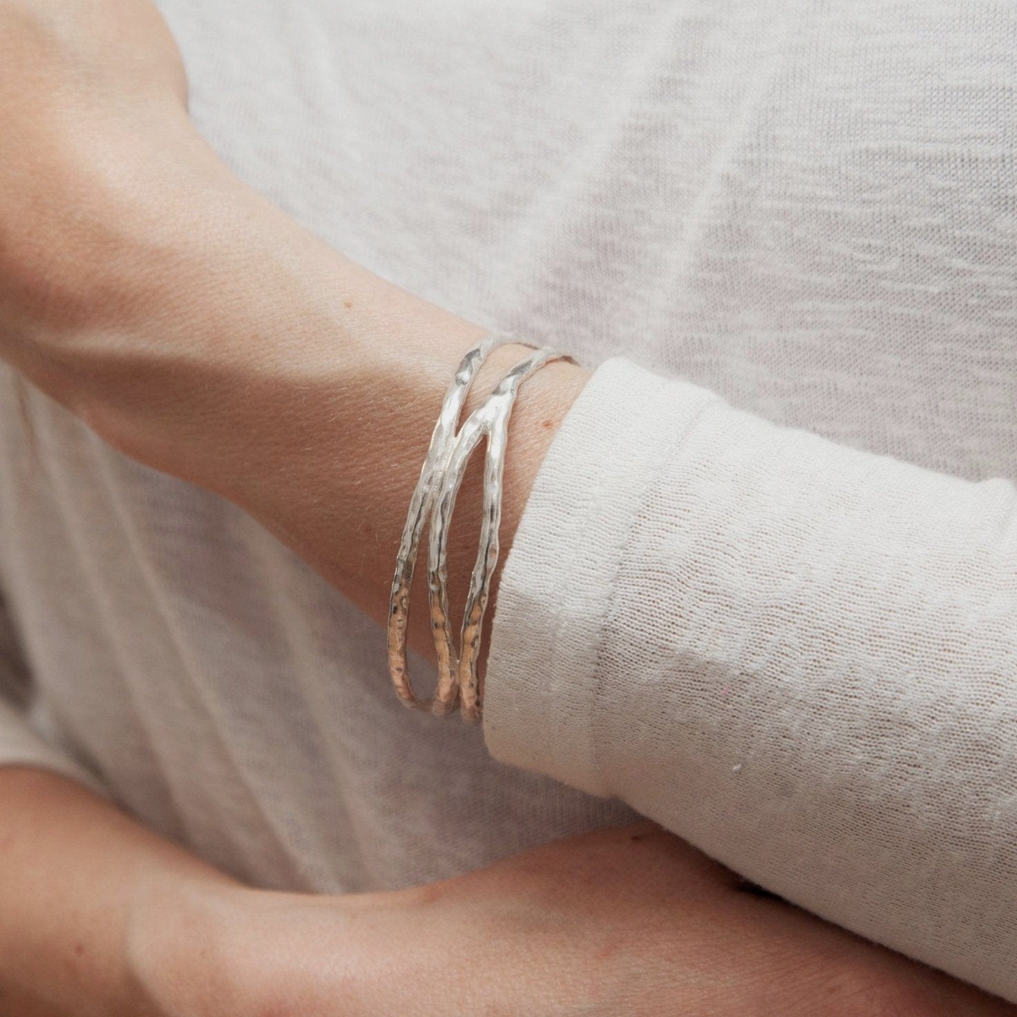 Martina Hamilton Reflections | Sterling Silver Three Strand Bangle