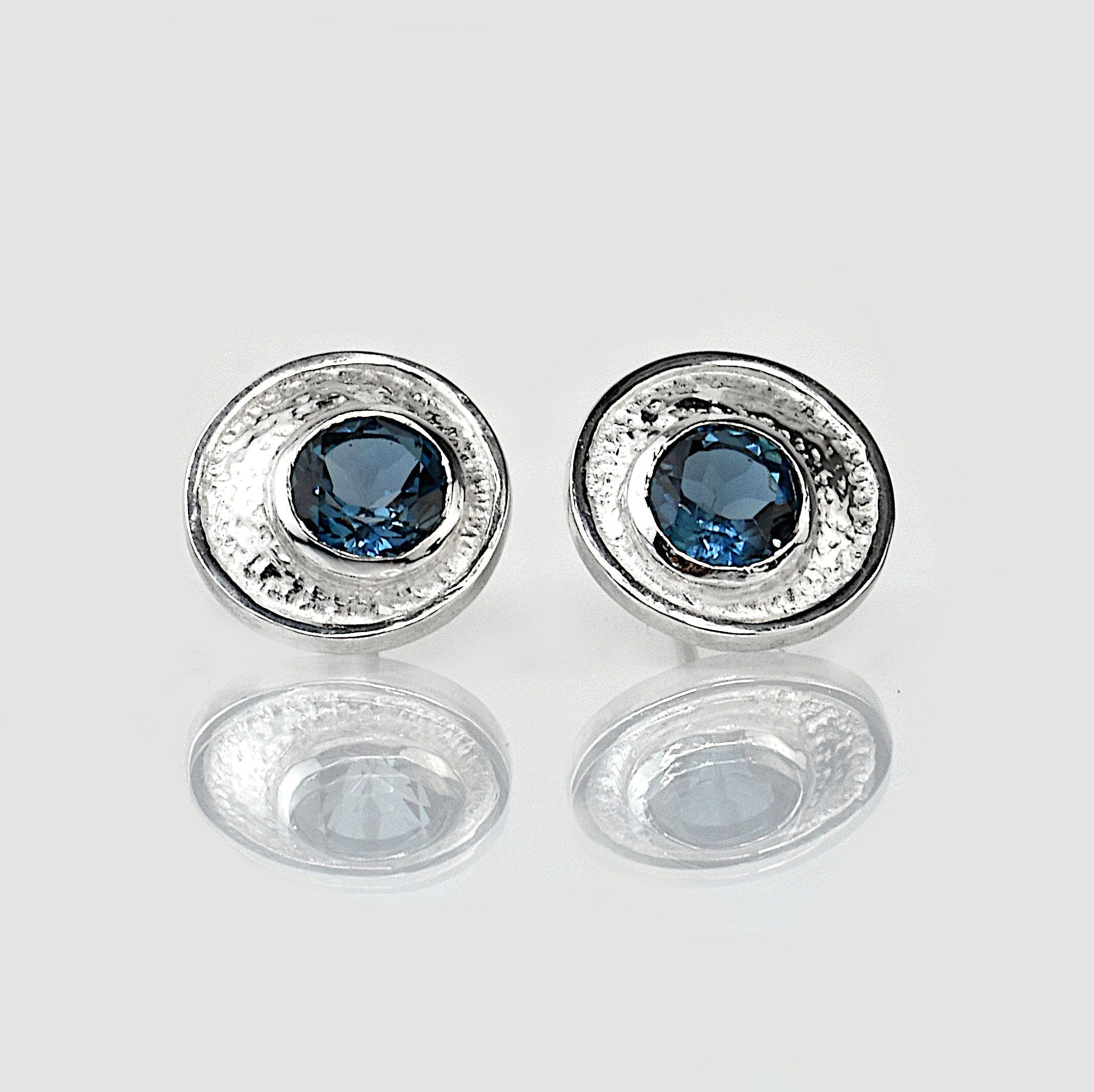 Martina Hamilton Blue Moon | Sterling Silver and Semi Precious Stone Stud Earrings Small