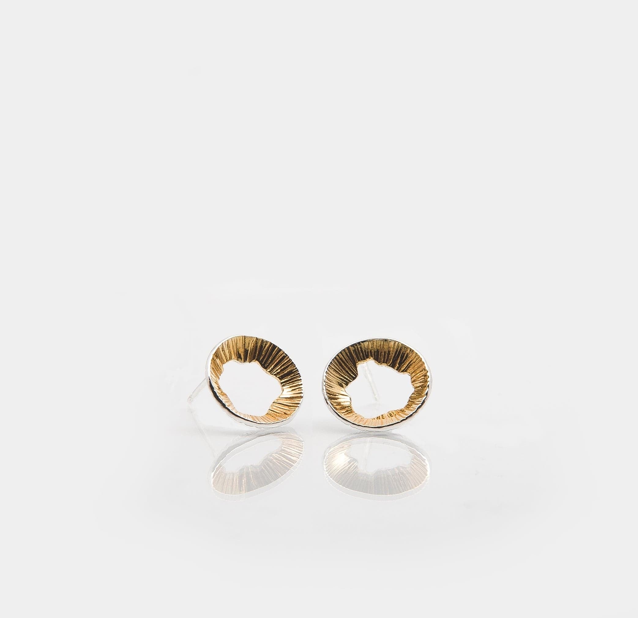 Martina Hamilton Golden Shore | Sterling Silver and 22ct Gold Plated Stud Earrings Petite