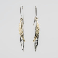 Martina Hamilton Leaf | Sterling Silver and 9ct Solid Gold Drop Earrings