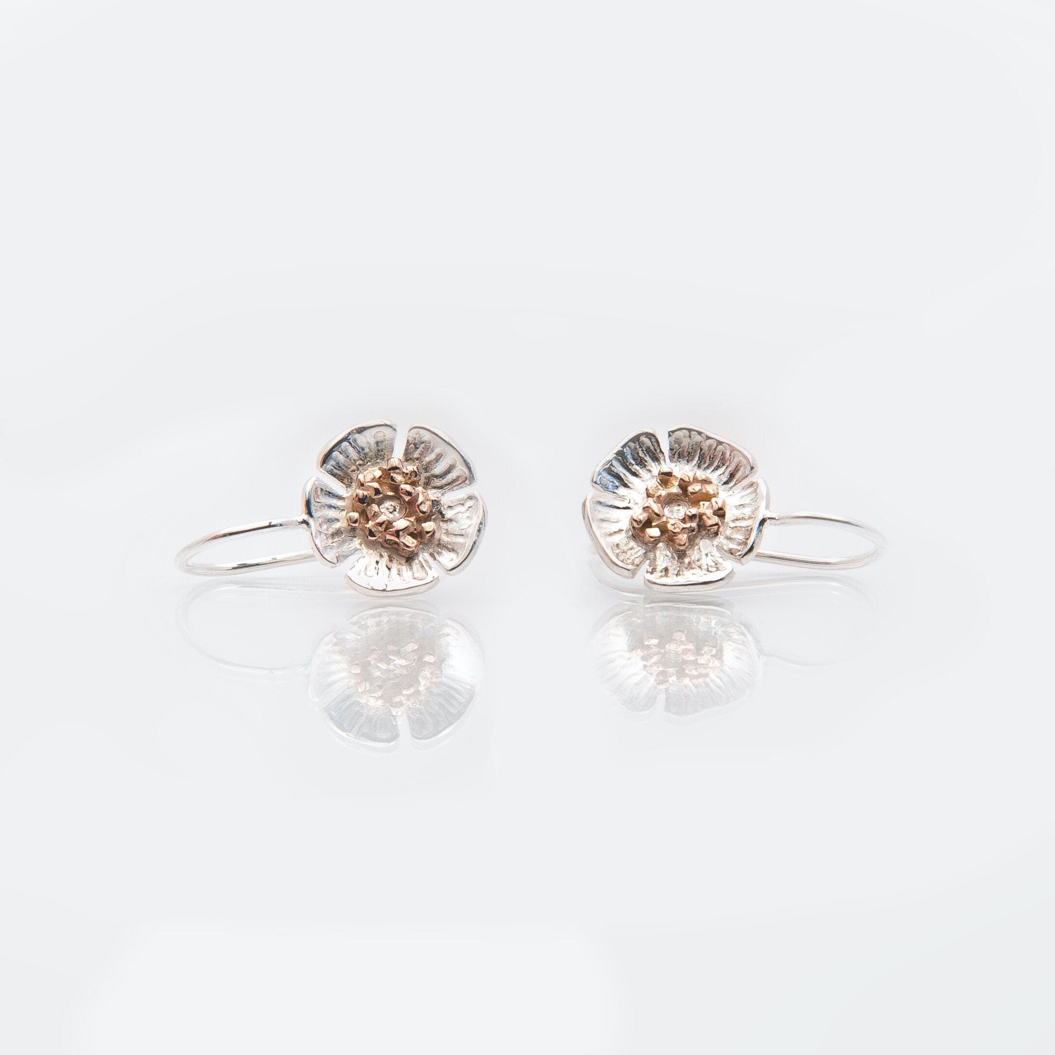 Martina Hamilton Wild Irish Rose | Sterling Silver and 10ct Solid Rose Gold Drop Earrings Medium