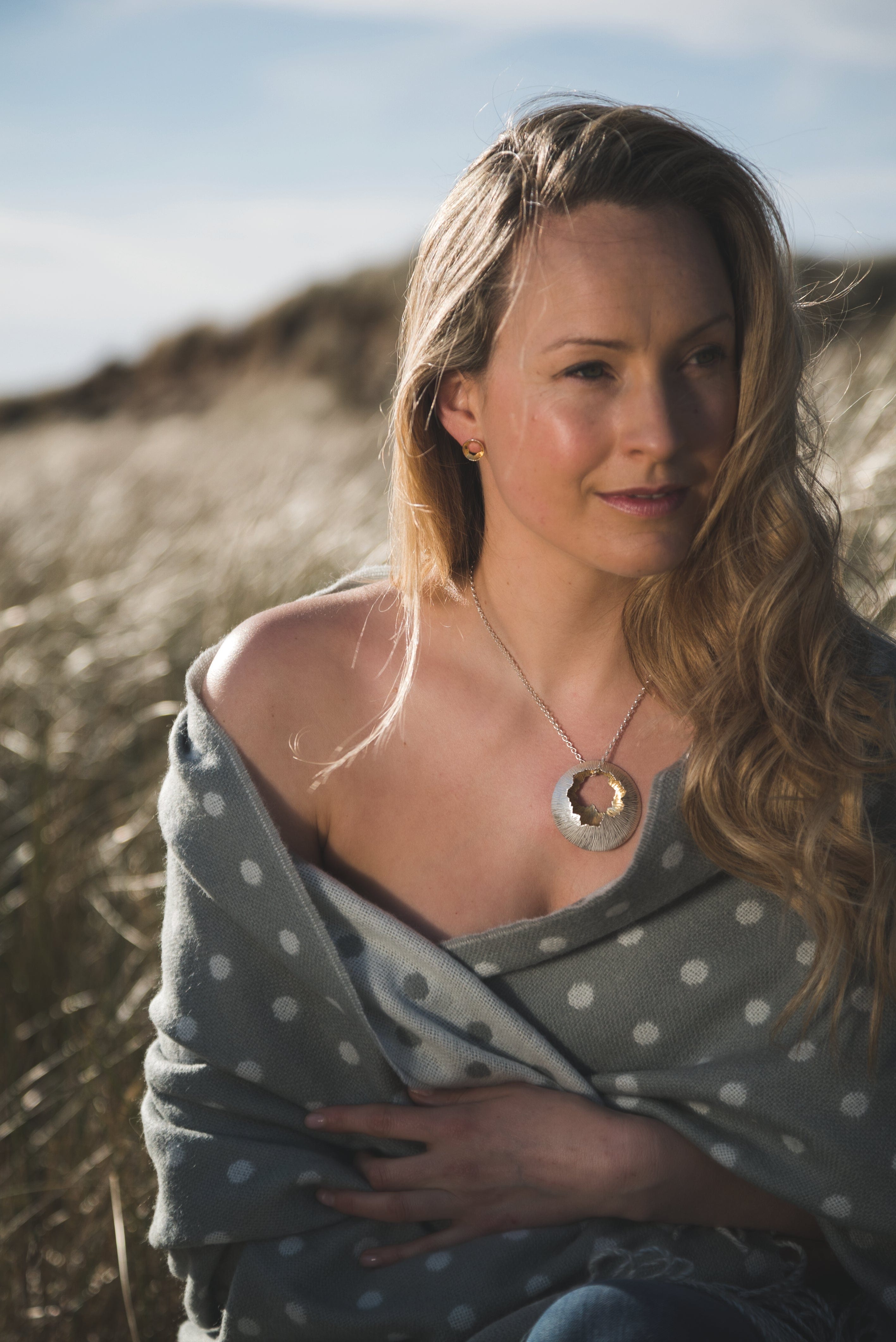 Martina Hamilton Golden Shore | Sterling Silver and 22ct Gold Plated Double Pendant Large