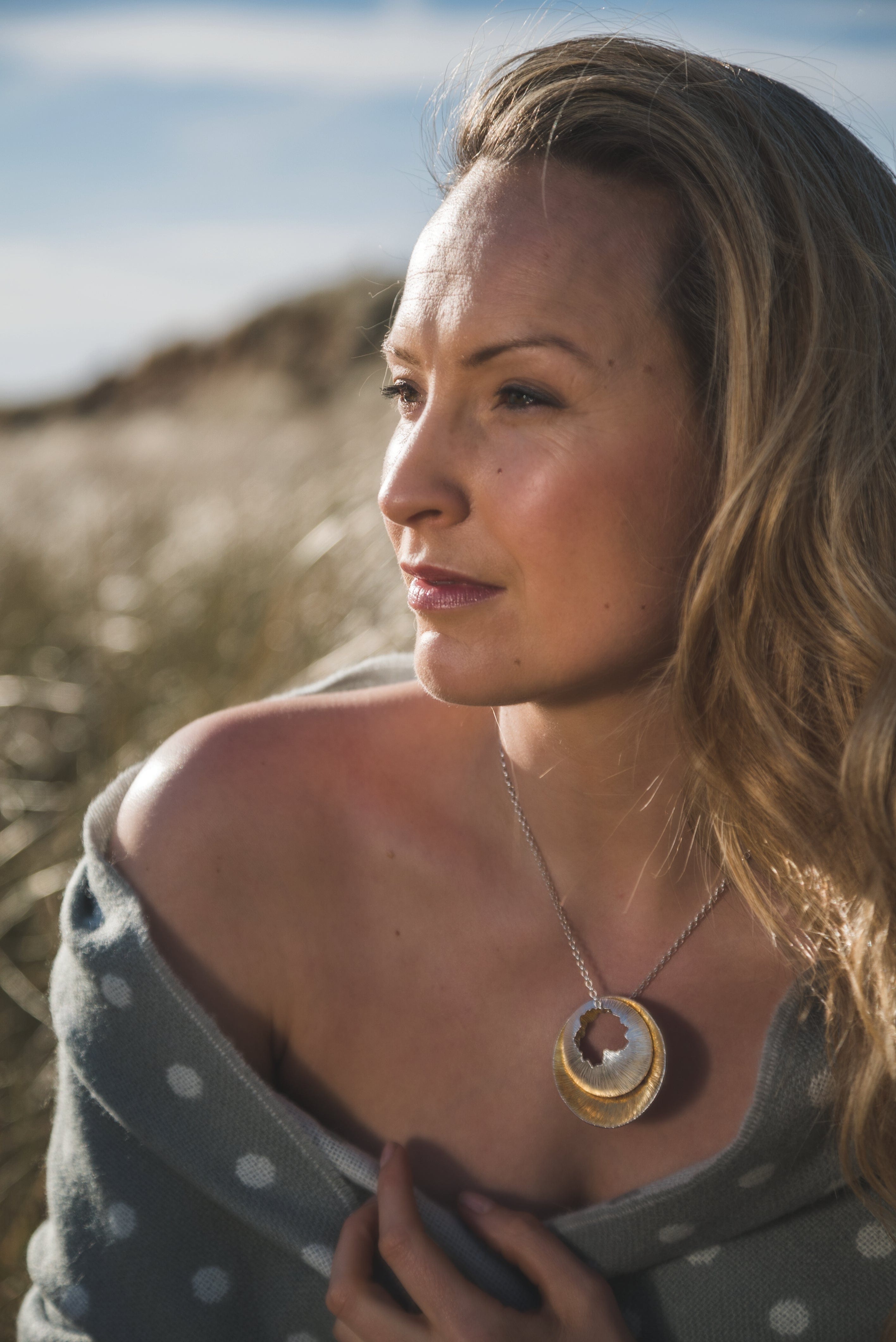 Martina Hamilton Golden Shore | Sterling Silver and 22ct Gold Plated Double Pendant Large