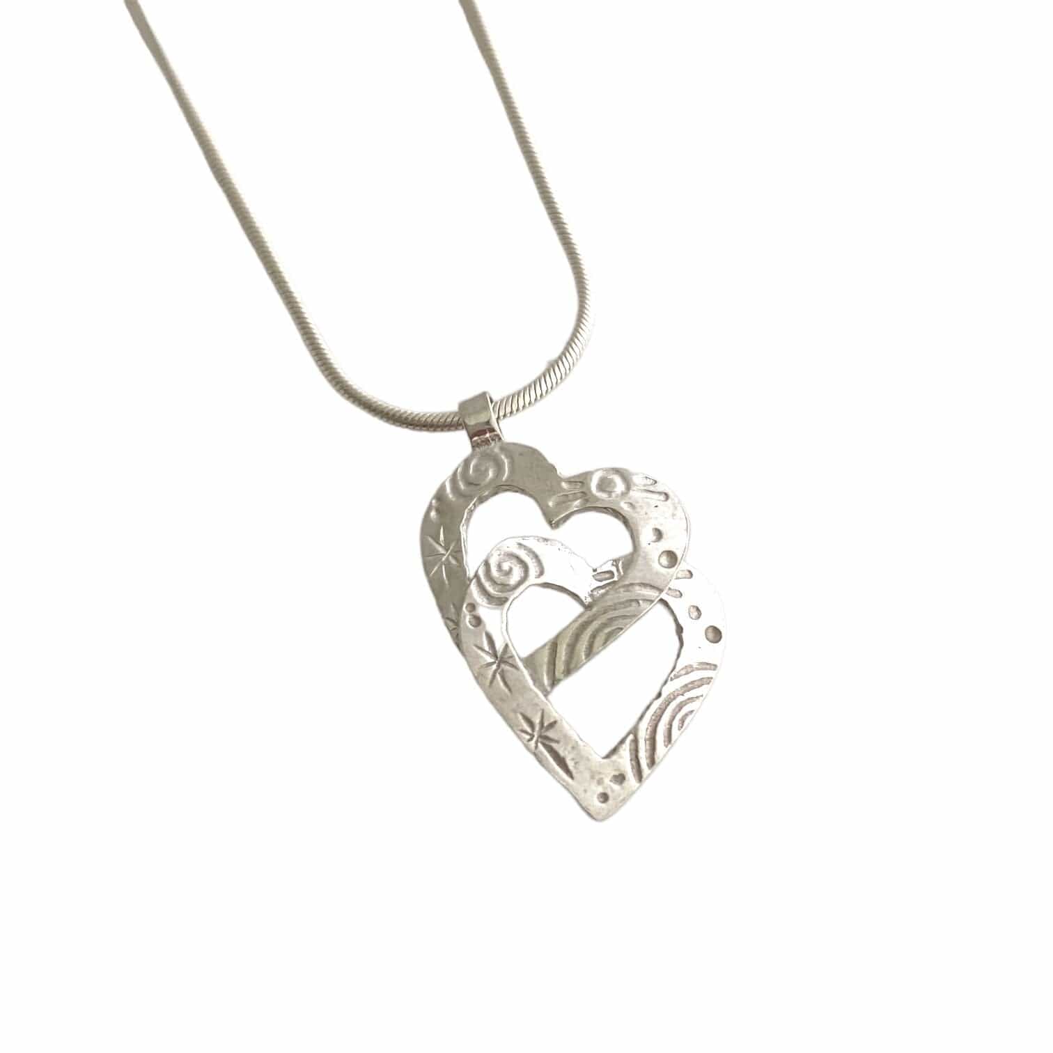 Martina Hamilton Heaven | Sterling Silver Double Heart Pendant Medium