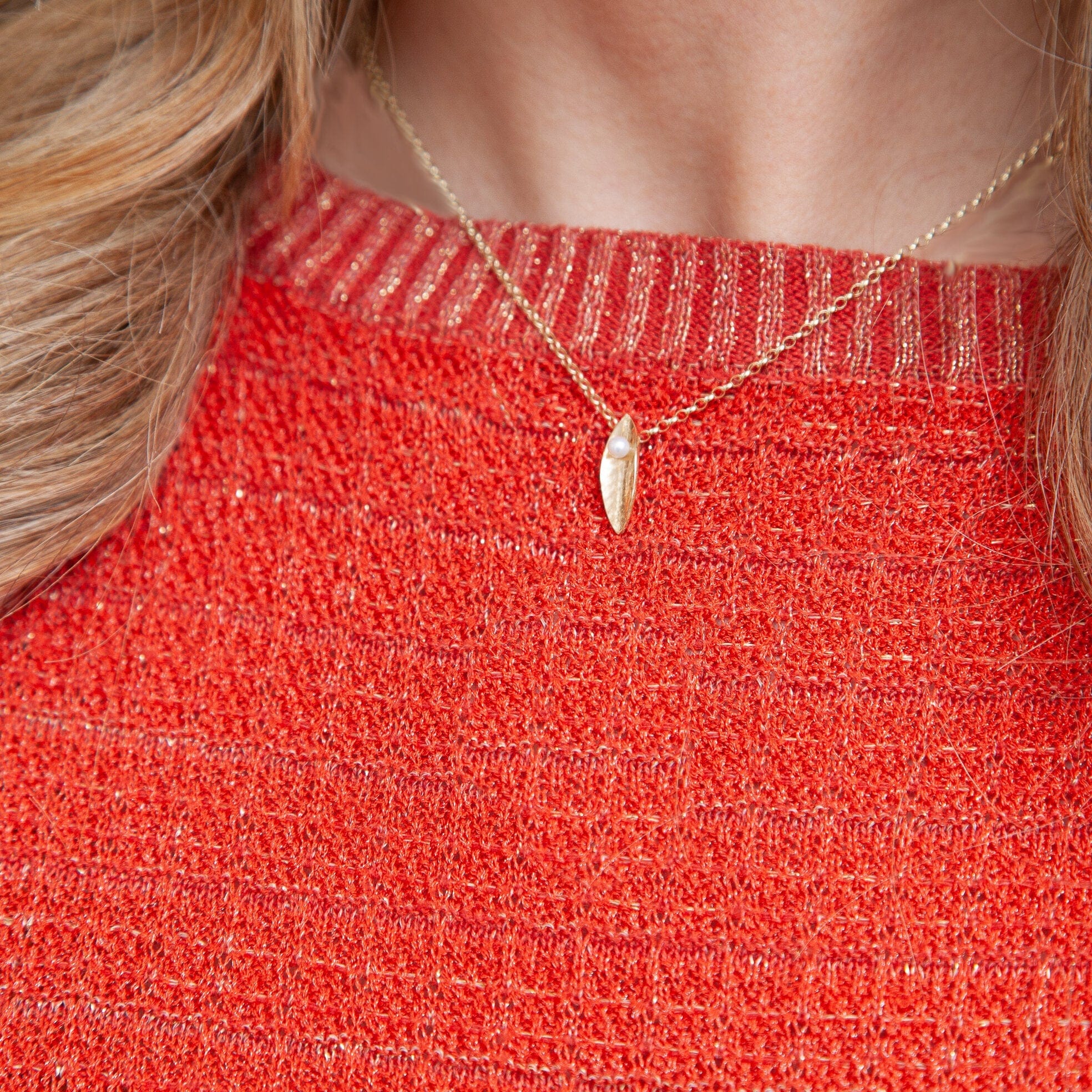 Martina Hamilton Leaf | 9ct Solid Gold and Pearl Pendant Small