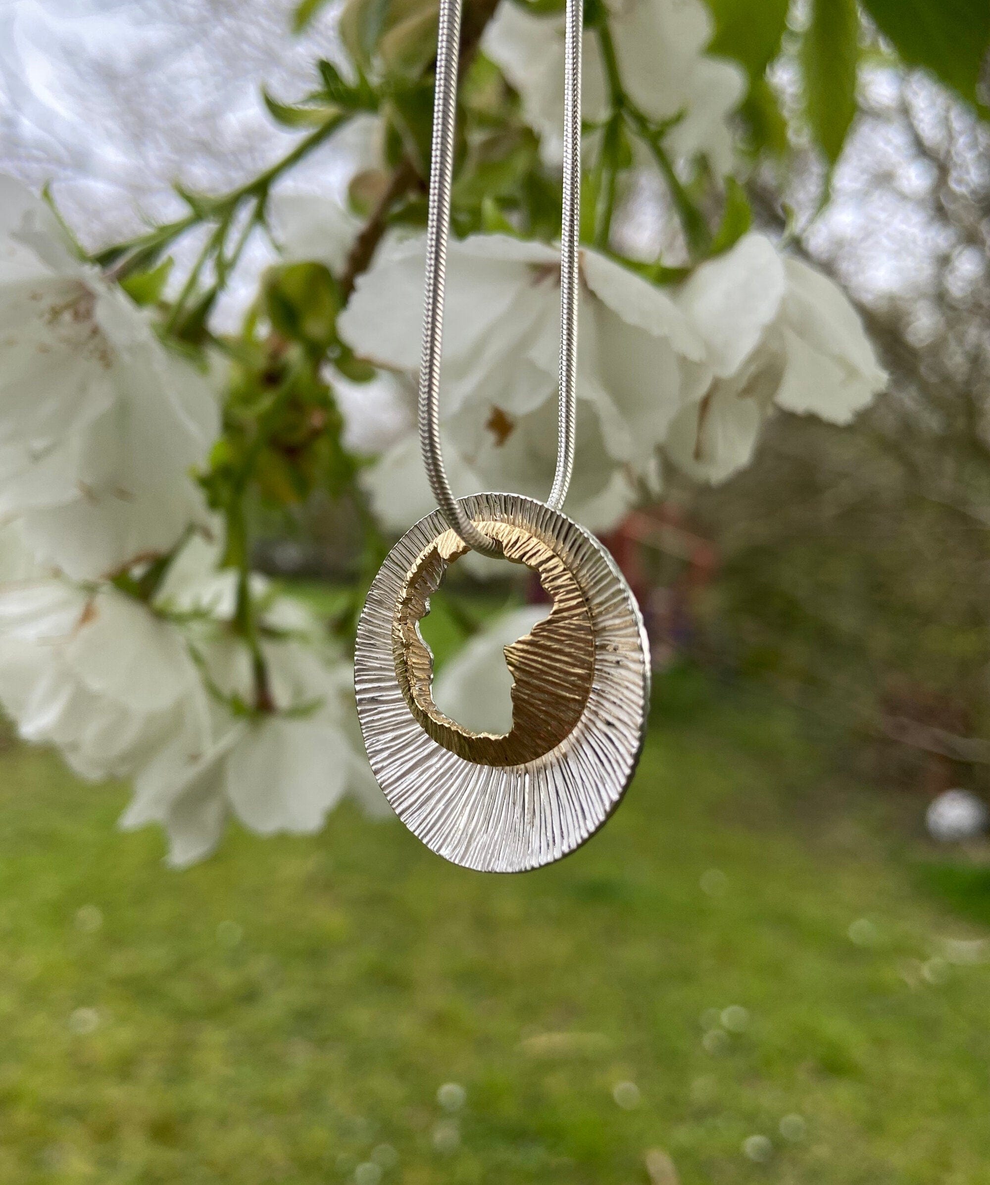 Martina Hamilton Shell | Sterling Silver and 9ct Solid Yellow Gold Pendant Large