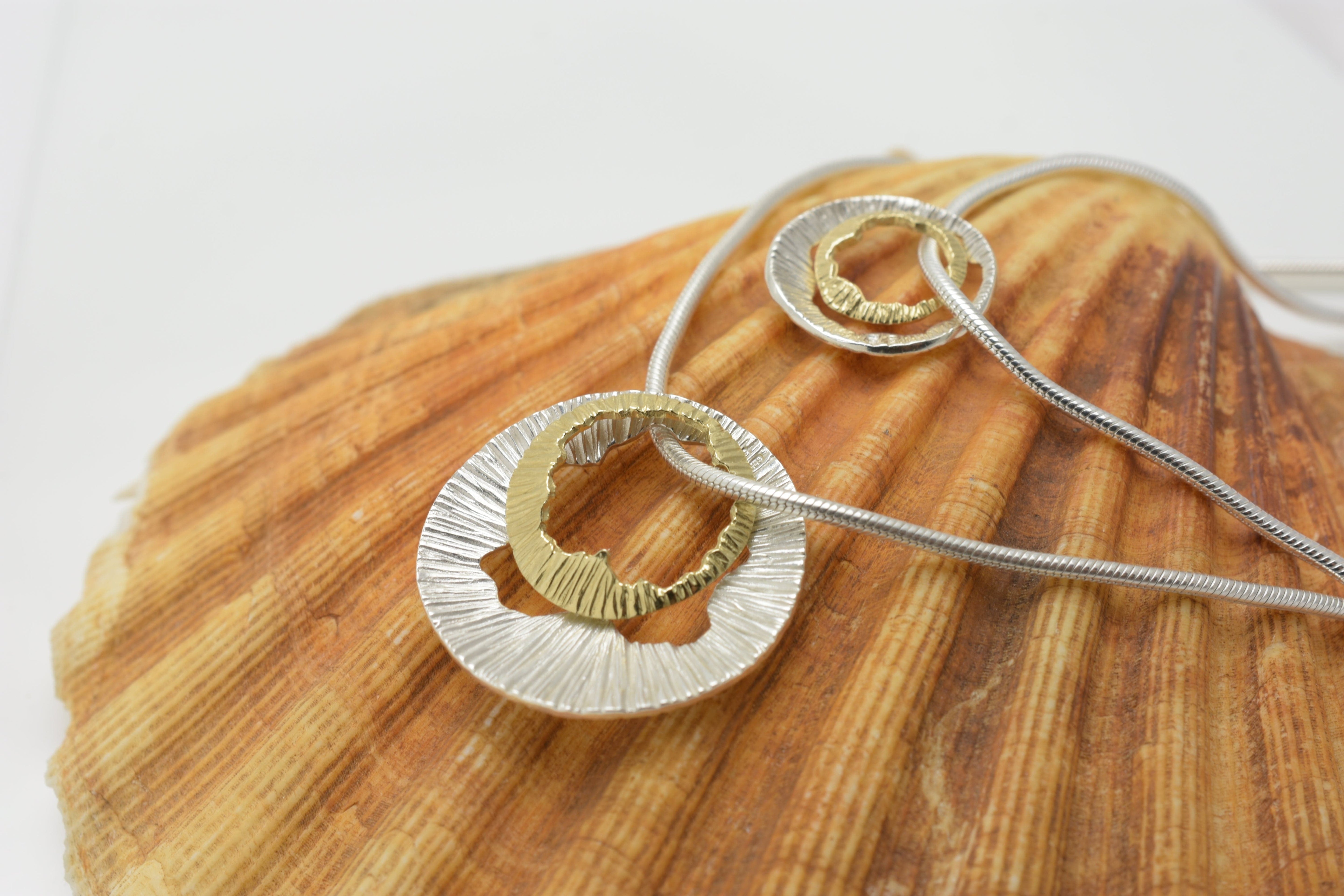 Martina Hamilton Shell | Sterling Silver and 9ct Solid Yellow Gold Pendant Medium