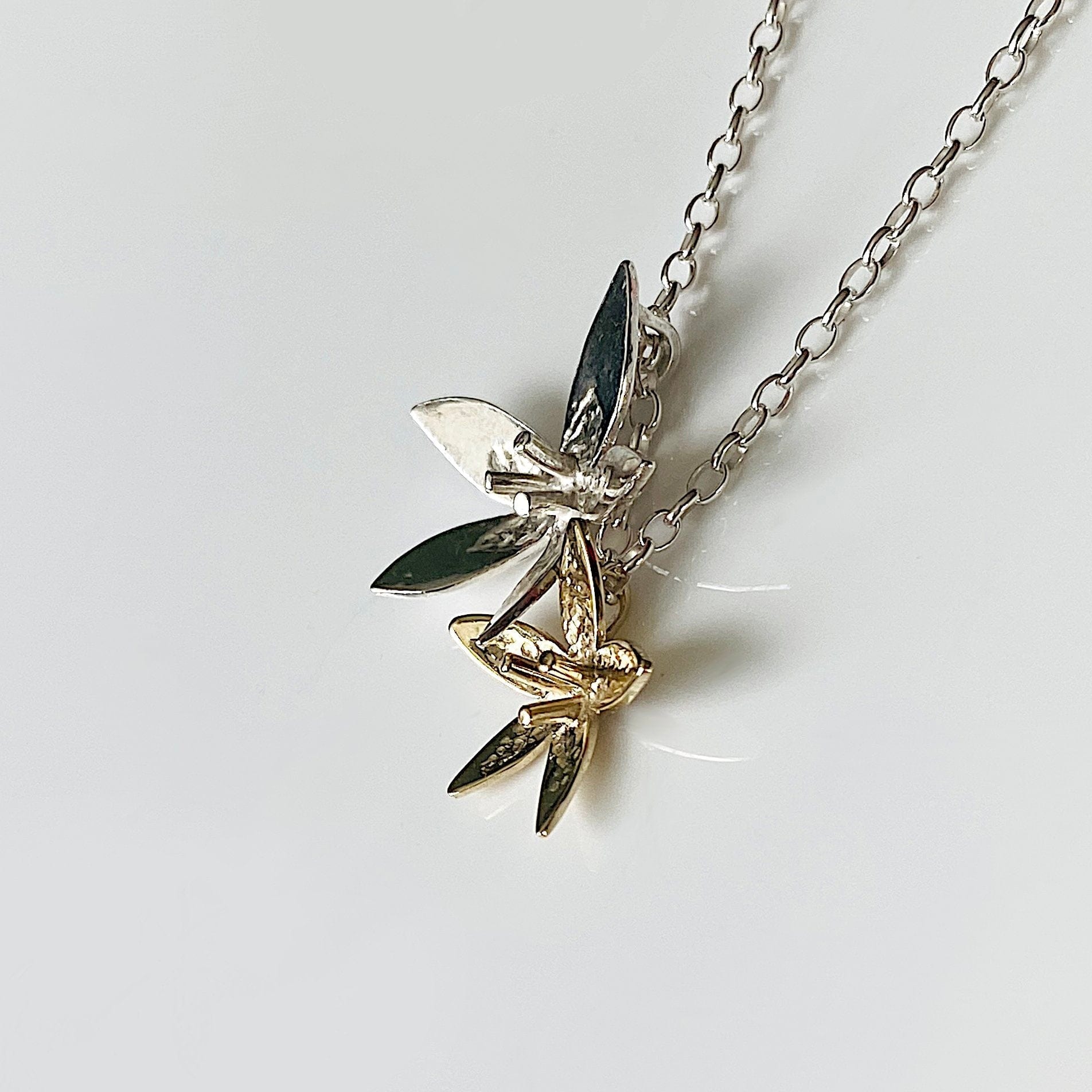 Martina Hamilton Star Flower | Sterling Silver and 9ct Solid Gold Double Floral Bell Chain Pendant