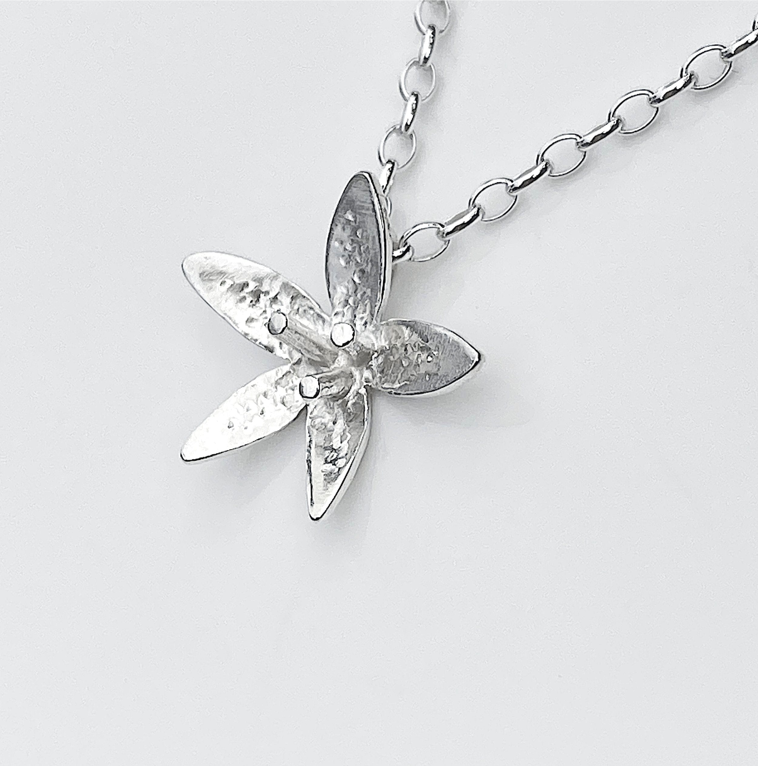 Martina Hamilton Star Flower | Sterling Silver Bell Chain Pendant Small