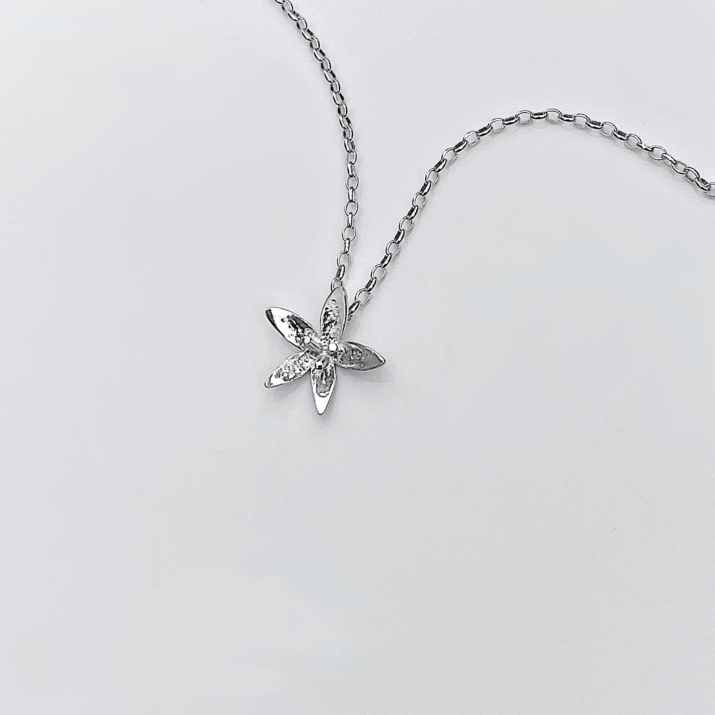 Martina Hamilton Star Flower | Sterling Silver Bell Chain Pendant Small