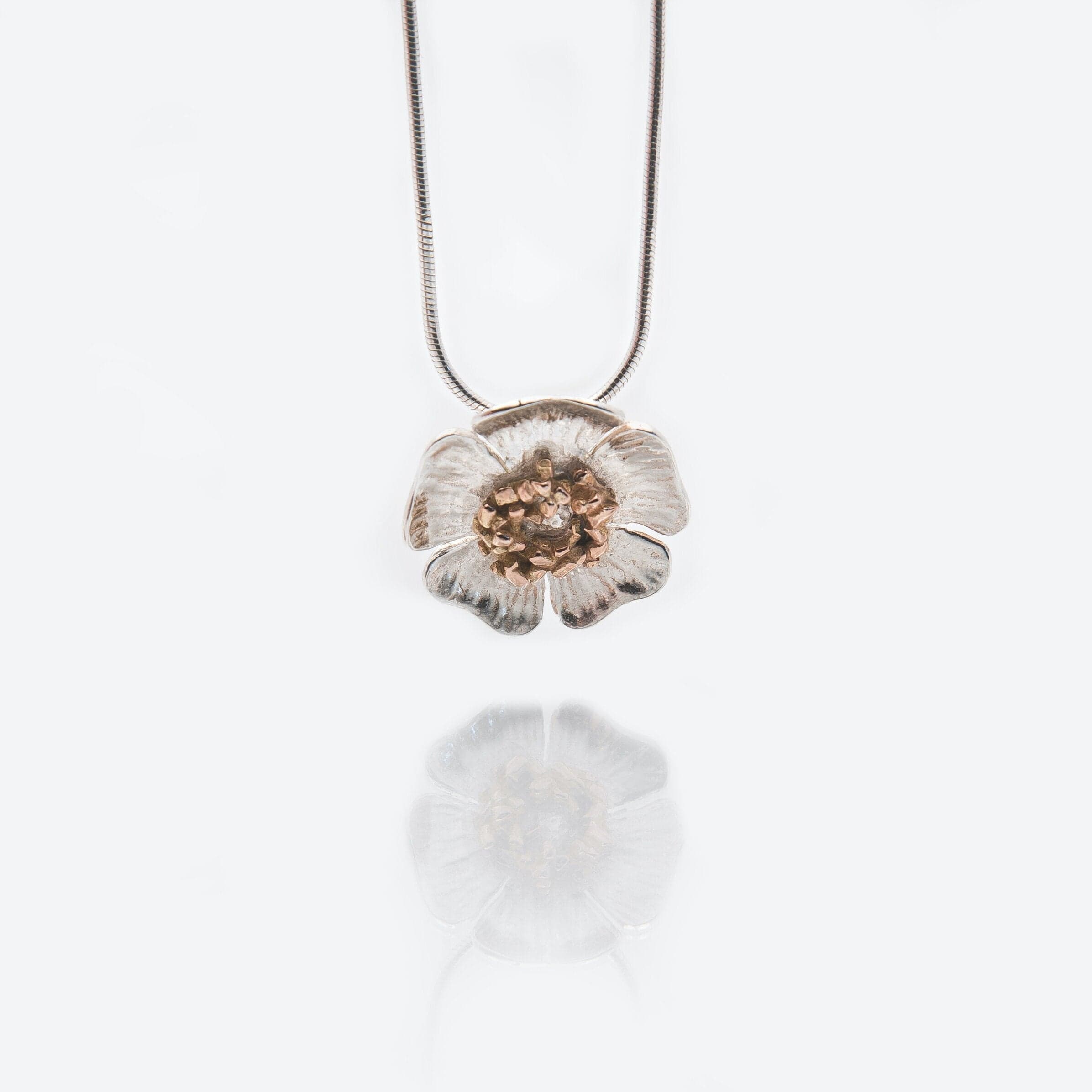 Martina Hamilton Wild Irish Rose | Sterling Silver and 10ct Solid Rose Gold Pendant Large