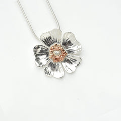 Martina Hamilton Wild Irish Rose | Sterling Silver and 10ct Solid Rose Gold Pendant Signature