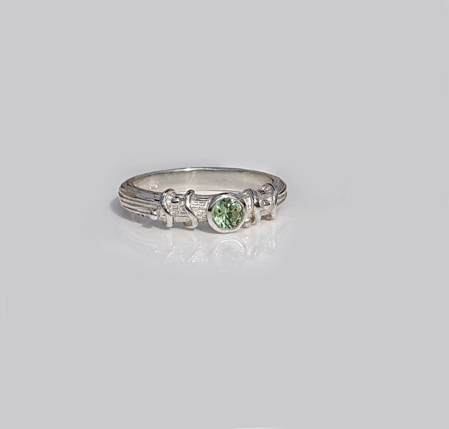 Martina Hamilton Light Green Peridot / J Droplet | Sterling Silver and Semi Precious Stone Ring