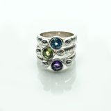 Martina Hamilton Love Poem | Sterling Silver and 6mm Round Semi Precious Gemstone Ring