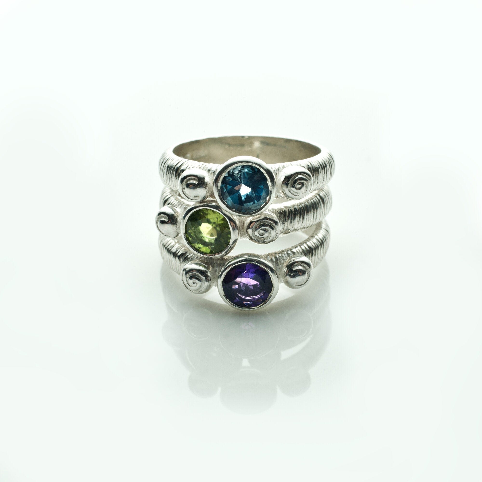 Martina Hamilton Love Poem | Sterling Silver and 6mm Round Semi Precious Gemstone Ring