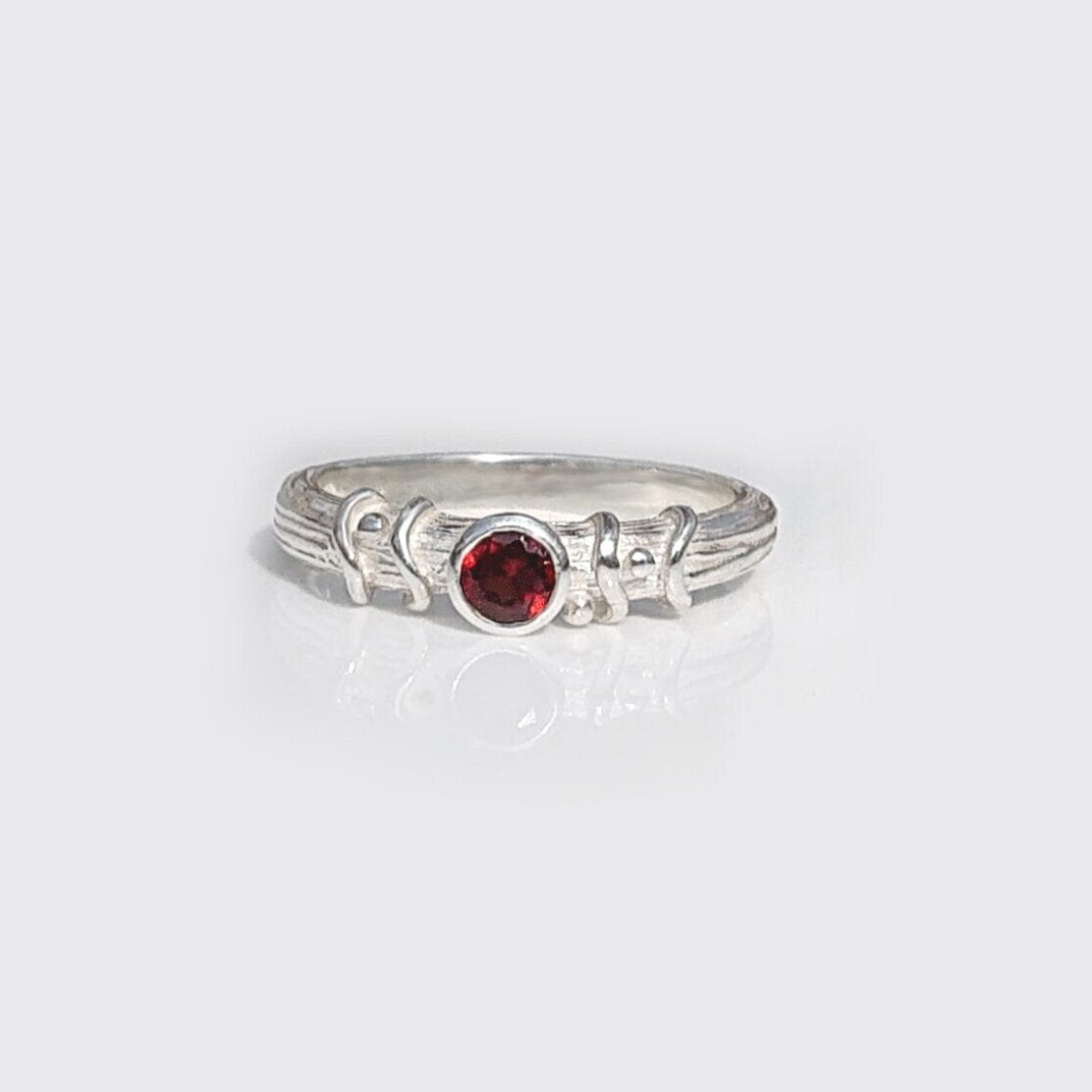 Martina Hamilton Red Garnet / J Droplet | Sterling Silver and Semi Precious Stone Ring