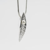 Leaf | Sterling Silver and Fixed Pearl Pendant