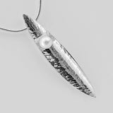 Leaf | Sterling Silver and Pearl Pendant Large