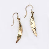 Leaf | 9ct Solid Gold Crescent Drop Earrings