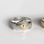 Ériu | Claddagh Sterling Silver Ring with Solid 9ct Gold Heart by Martina Hamilton | Award-winning Irish jewellery designer from Sligo