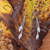 Fiadh | Sterling Silver Double Leaf Chain Drop Earrings