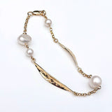 Leaf | 9ct Solid Gold and Pearl Bracelet