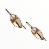 Leaf | 9ct Solid Gold and Pearl Drop Earrings Medium