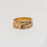 Seascape | Solid Gold with 3 x 2mm Semi Precious Gemstone Ring