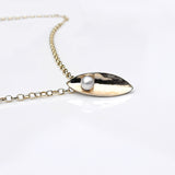 Leaf | 9ct Solid Gold and Pearl Pendant Small