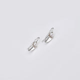 Leaf | Sterling Silver and Pearl Drop Earrings Small