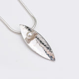 Leaf | Sterling Silver and Fixed Pearl Pendant