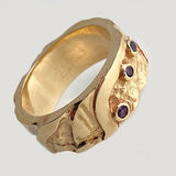Seascape | Solid Gold with 3 x 2mm Semi Precious Gemstone Ring