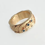 Seascape | Solid Gold with 3 x 2mm Semi Precious Gemstone Ring