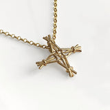 St. Brigid Cross | 9ct Solid Gold Woven Reed Pendant Small
