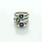 Love Poem | Sterling Silver and 6mm Round Semi Precious Gemstone Ring