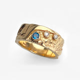 Seascape | Solid Gold with 1 x 4mm Stone and 2 x 2mm Stones Ring