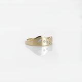 Seashore | Solid Gold with Rub Over Diamonds Trail Smooth Ring