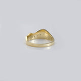 Seashore | Solid Gold with Rub Over Diamonds Trail Smooth Ring