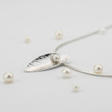 Leaf | Sterling Silver and Fixed Pearl Pendant