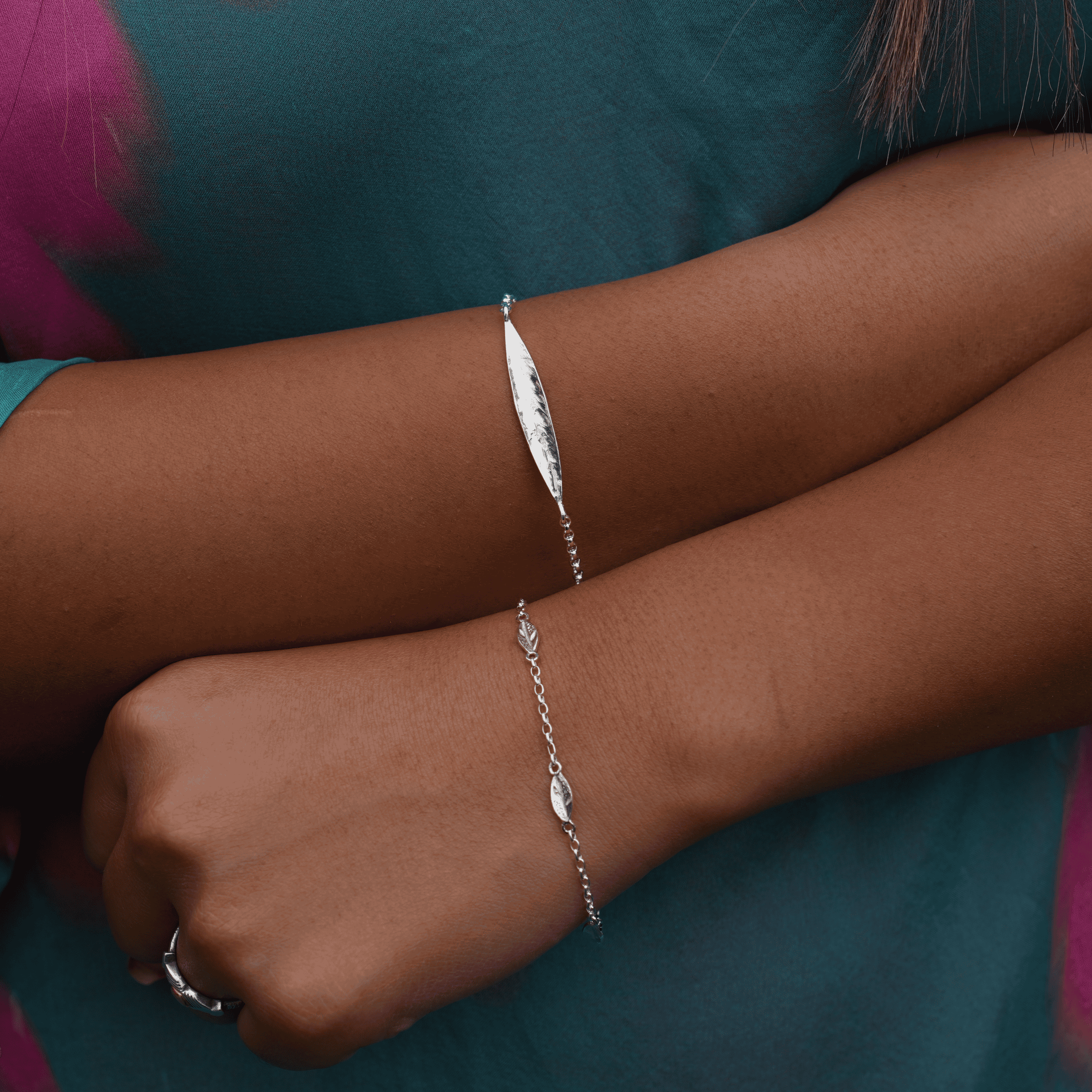 Martina Hamilton Fiadh | Sterling Silver Leaf Bracelet
