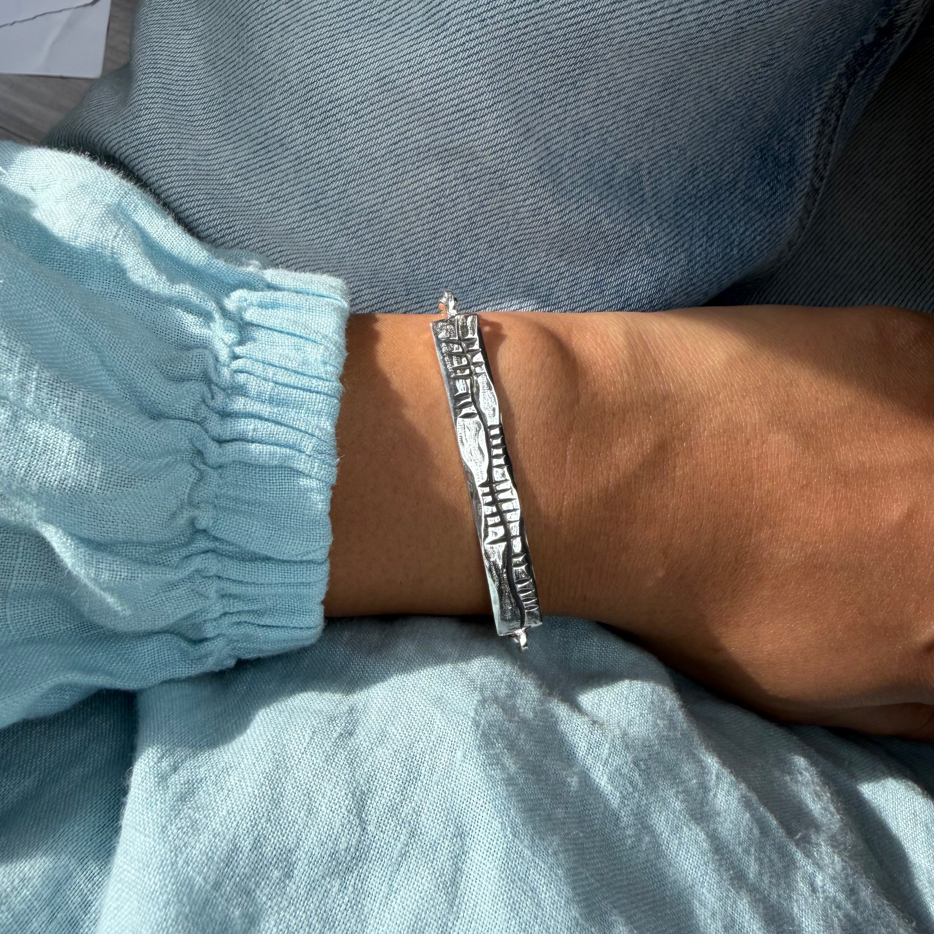 Martina Hamilton Ogham | Sterling Silver Sláinte Large Bracelet