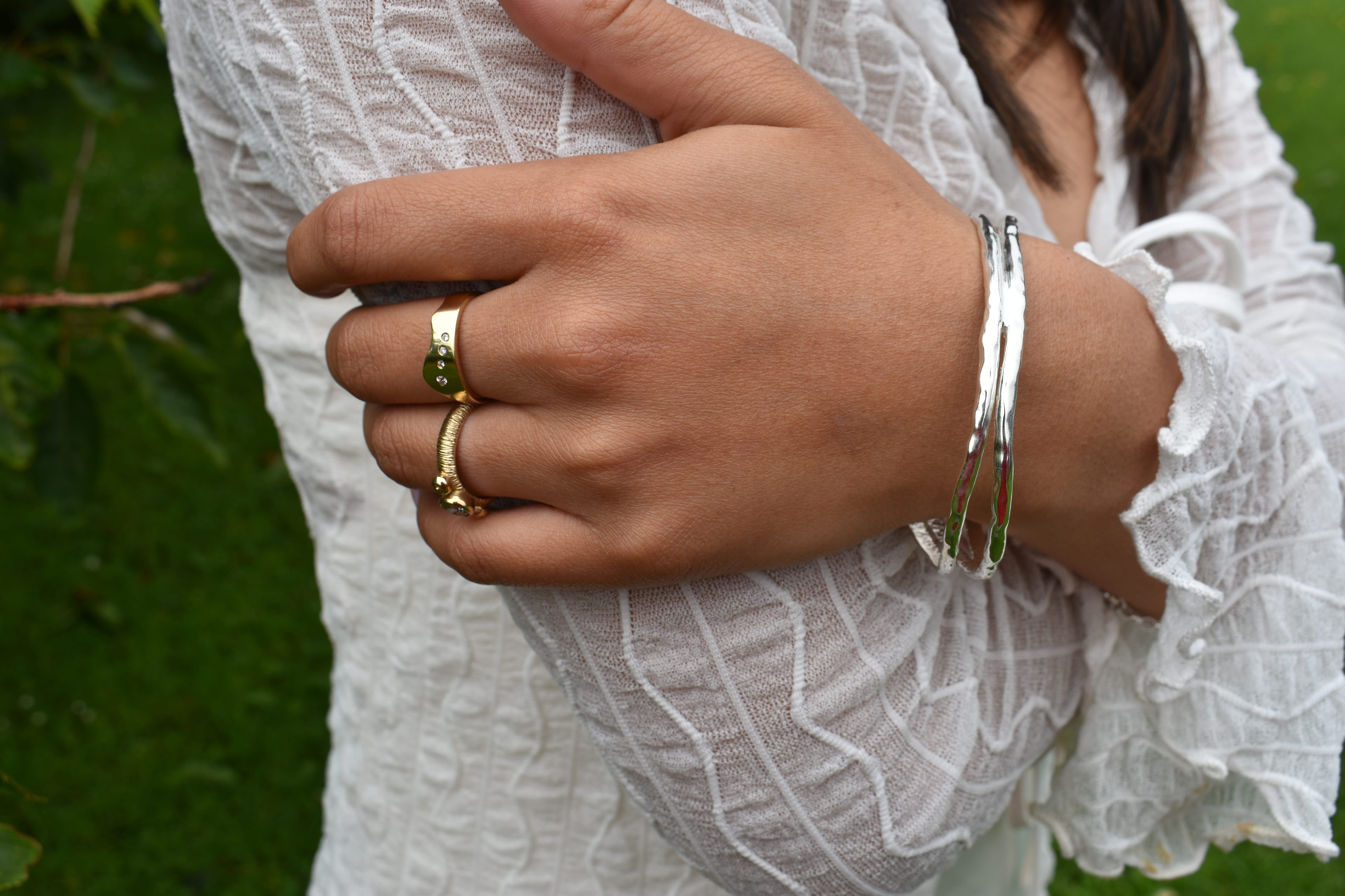 Martina Hamilton Reflections | Sterling Silver Three Strand Bangle