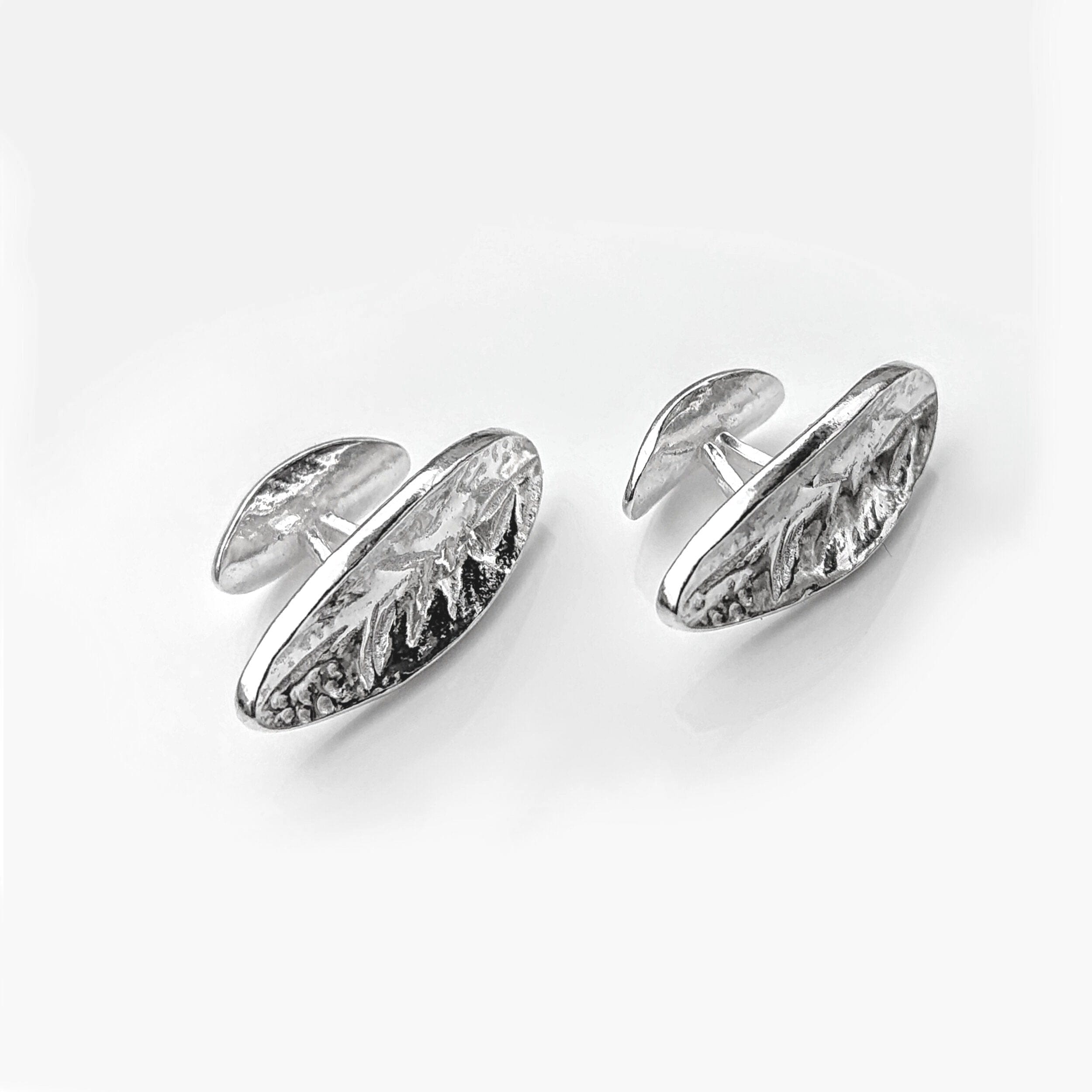 Martina Hamilton Leaf | Sterling Silver Cufflinks