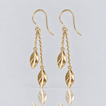 Martina Hamilton Fiadh | 9ct Solid Gold Double Leaf Chain Drop Earrings