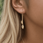 Martina Hamilton Fiadh | 9ct Solid Gold Double Leaf Chain Drop Earrings