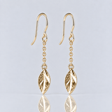Martina Hamilton Fiadh | 9ct Solid Gold Leaf Chain Drop Earrings
