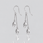 Martina Hamilton Fiadh | Sterling Silver Double Leaf Chain Drop Earrings